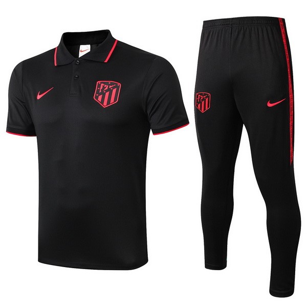 Polo Atlético Madrid Conjunto Completo 2019 2020 Negro